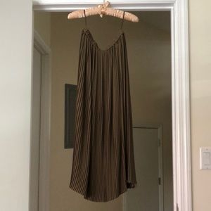 Olive Pleated Maxi Skirt